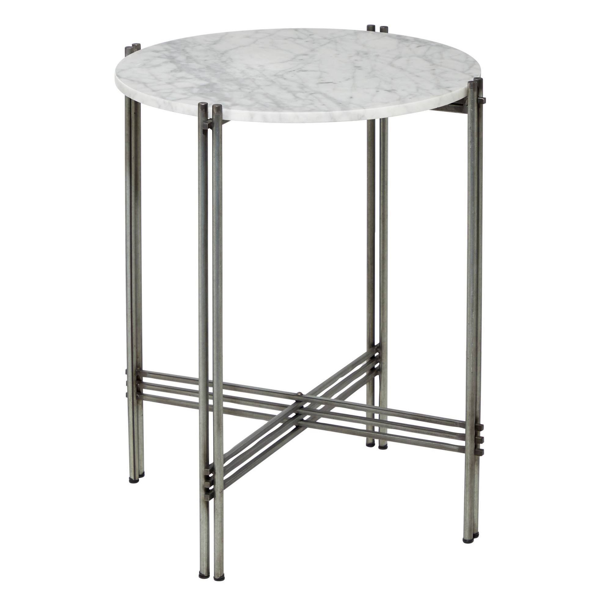 Silver Contemporary Marble Accent Table, 24 x 22 - 89546