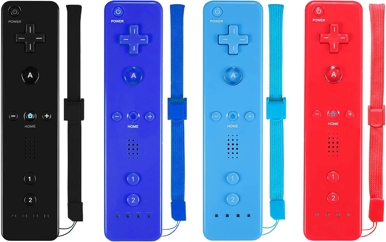 ZeroStory 4 Pack Wireless Classic Controller for Wii and Wii U Console, Gamepad with Silicone Case and Wrist Strap (Pink+Blue+Red+Dark Blue) Pack of 2