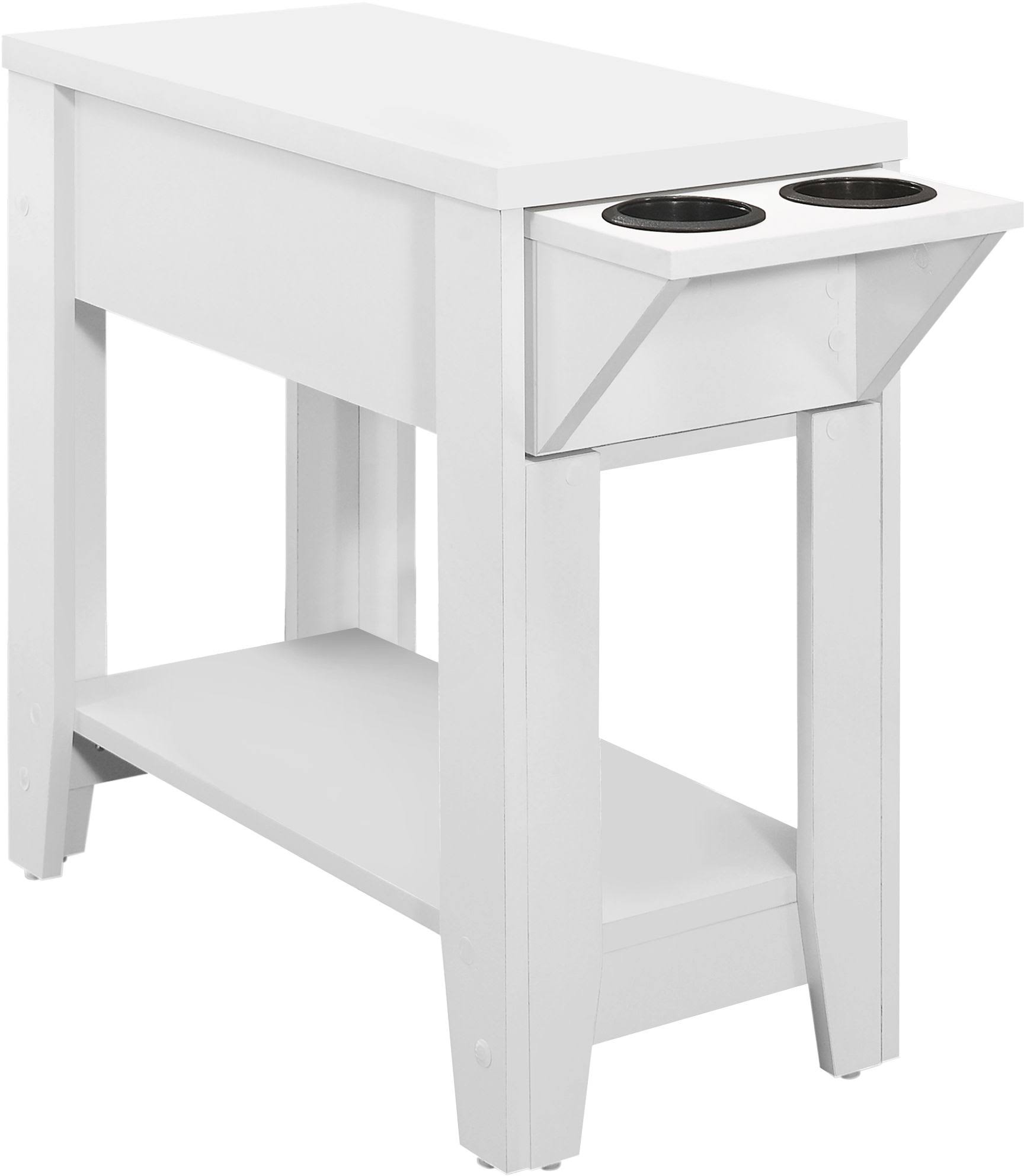 Monarch Accent Table - 24x22H - White with A Glass Holder