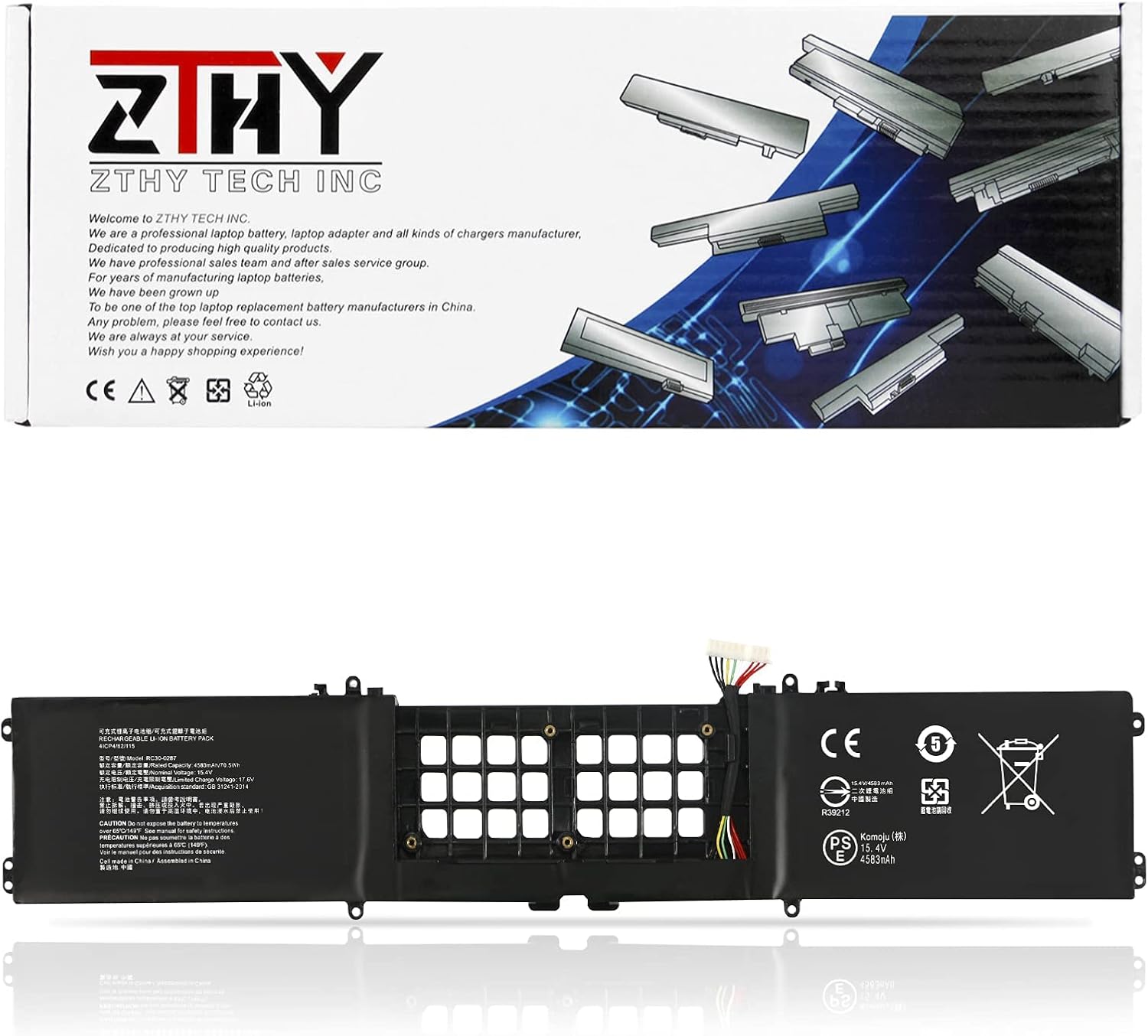 ZTHY 70.5Wh RC30-0287 Battery Replacement for Razer Blade Pro 17 2019 2020 RZ09-0287 RZ09-02876 RZ09-02877 RZ09-02878 RZ09-02876E92-R3U1 RZ09-03295 RZ09-03297 Series 4ICP4/62/115 15.4V 4583mAh