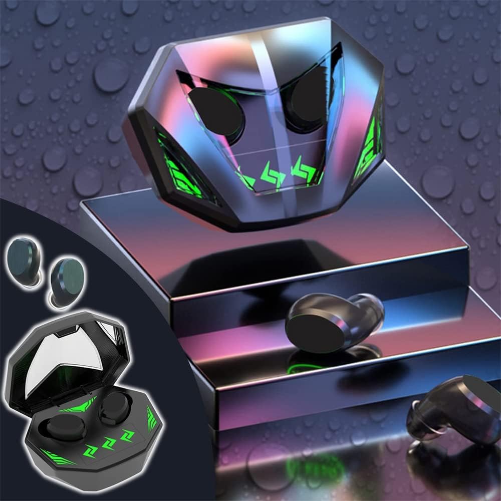 Wireless Bluetooth 5.2 Earbuds, Low Latency Glowing Gaming Headset with Microphone, 3D Surround Stereo Strong Headphones True Wireless Bluetooth Earphone - Compatible All Phones Tablet Pack of 2