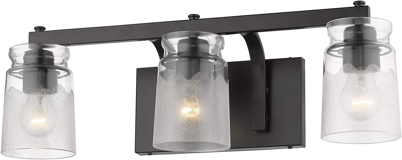 Golden Lighting 1405-BA3 BLK-Cag Travers Bath Fixture, Black
