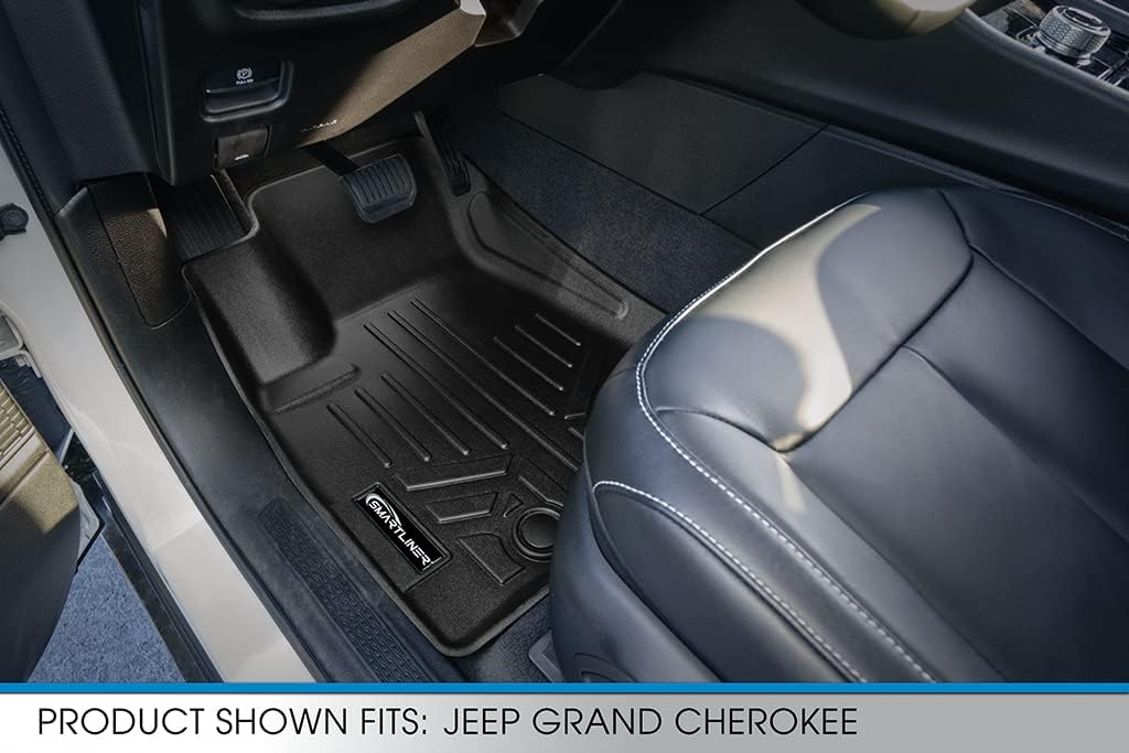 SMARTLINER All Weather Custom Fit Black 3 Row & Cargo Liner Behind The 2nd Row Floor Mat Liner Set Compatible with 2021-2023 Jeep Grand Cherokee L with 2nd Bucket Seats Without Center Console
