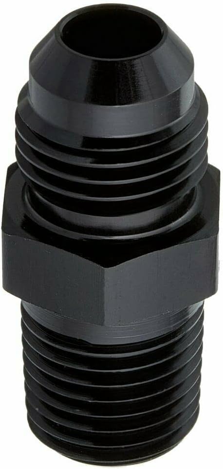 smileracing 6AN to 1/4 NPT Adapter Straight Pipe Thread to 6 AN Flare Fitting Black 1PCS