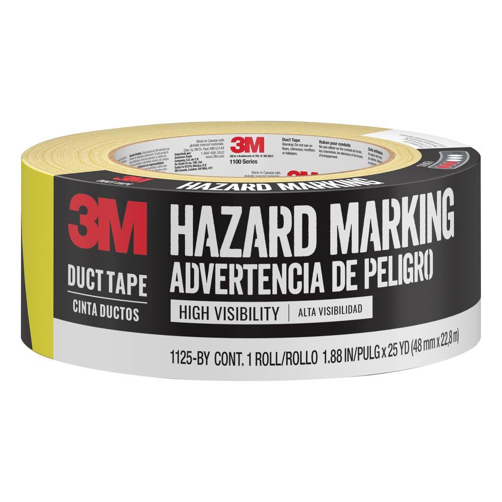 3M 1.88 in. x 25 yds. Black/Yellow Hazard Marking Duct Tape (Case of 12) 1125-BY
