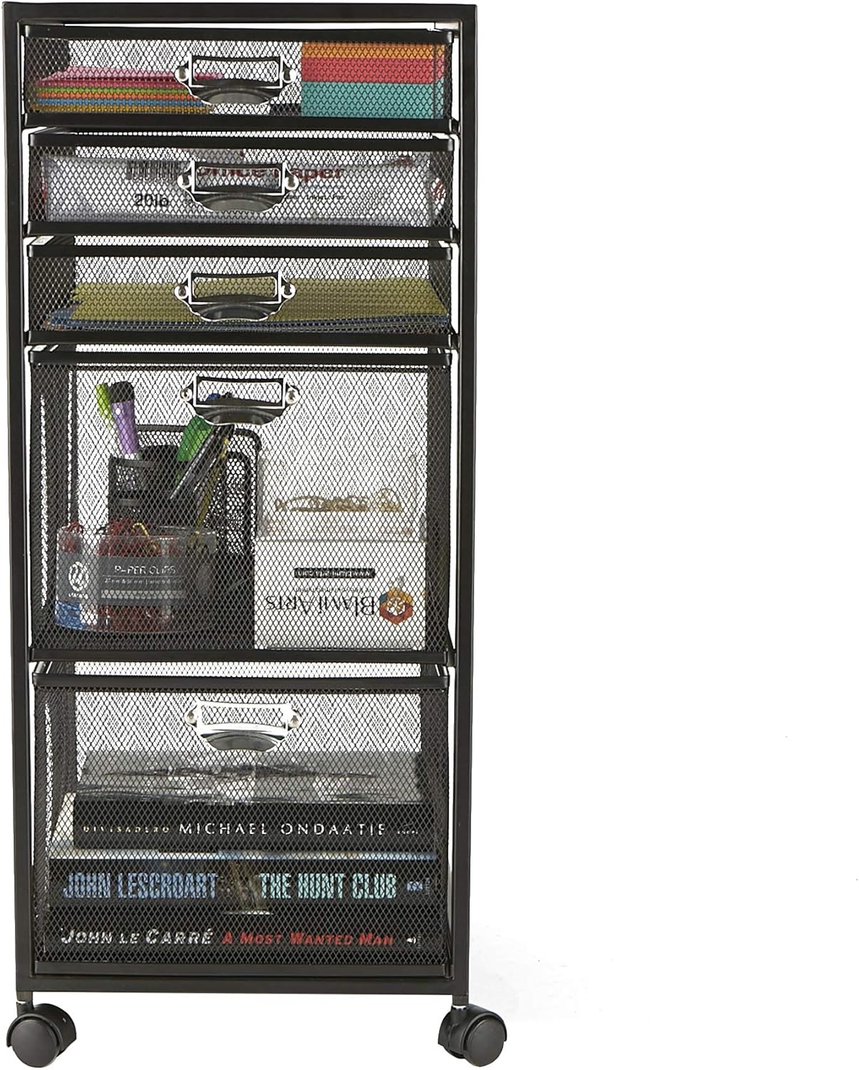 Mind Reader Rolling File Cabinet, Black