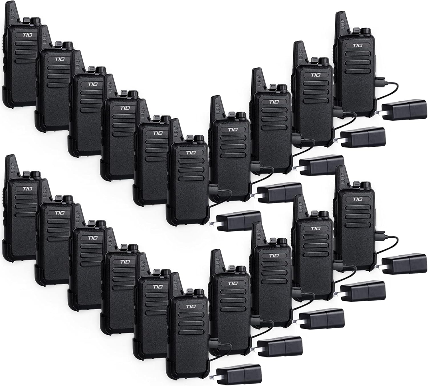 TIDRADIO TD-M8 Walkie Talkies for Adults Two Way Radio16 CH VOX License-Free Walkie Talkies Rechargeable 2 Way Radio with Earpiece, for School Retail Church Restaurant 6 Pack Pack of 2