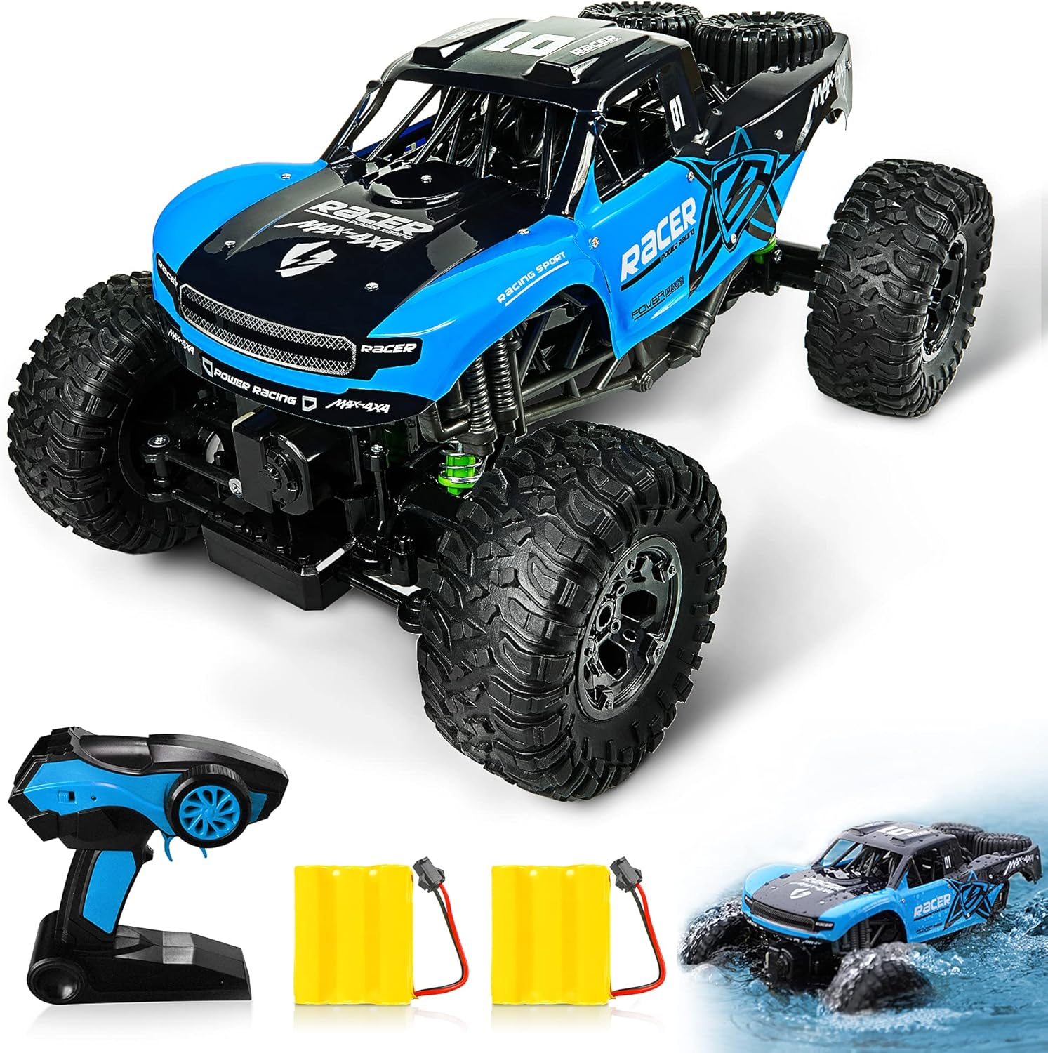 Amphibious RC Car Toy Remote Control Car Boat, Super Load-Bearing 4WD Off Road Racing Car, 1:12 Scale RC Truck - All Terrain Waterproof Toys Trucks for Kids and Adult