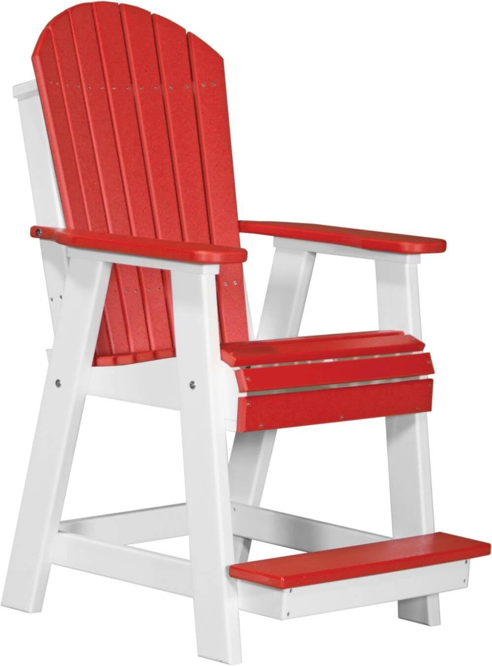 LuxCraft Recycled Plastic Adirondack Balcony Chair - LuxCraft Red on White