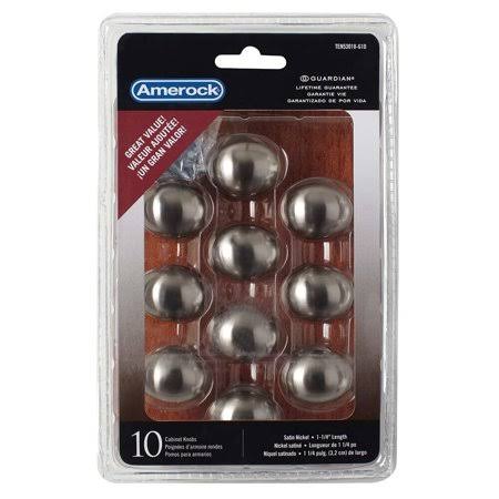 Amerock TEN53018G10 Allison Value Oval Cabinet Knob 1-3/8 by 1 inch Satin Nickel 10 Pack