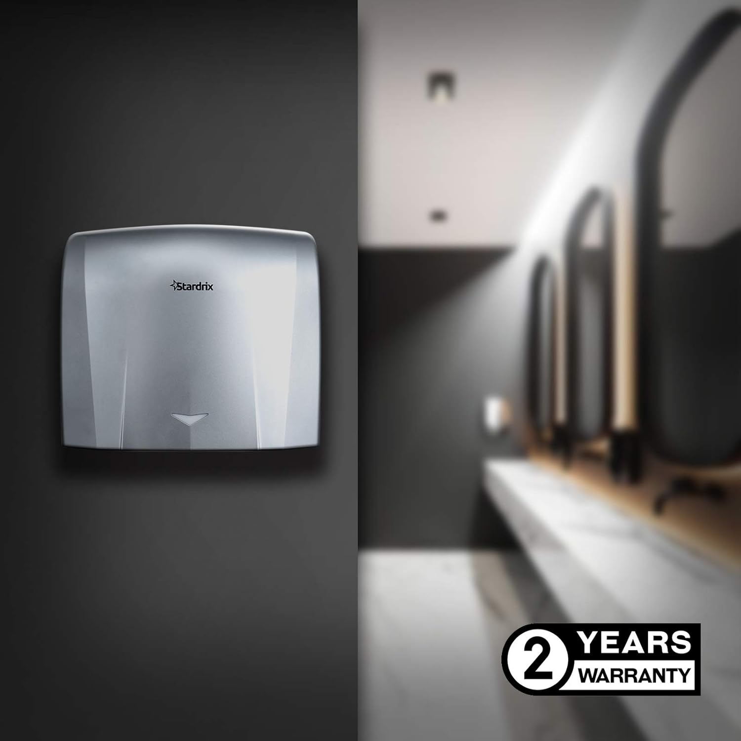 stardrix Compact ABS Silver Electric Eco Hand Dryer with HEPA Filter, High Speed for Bathrooms Commercial & Home