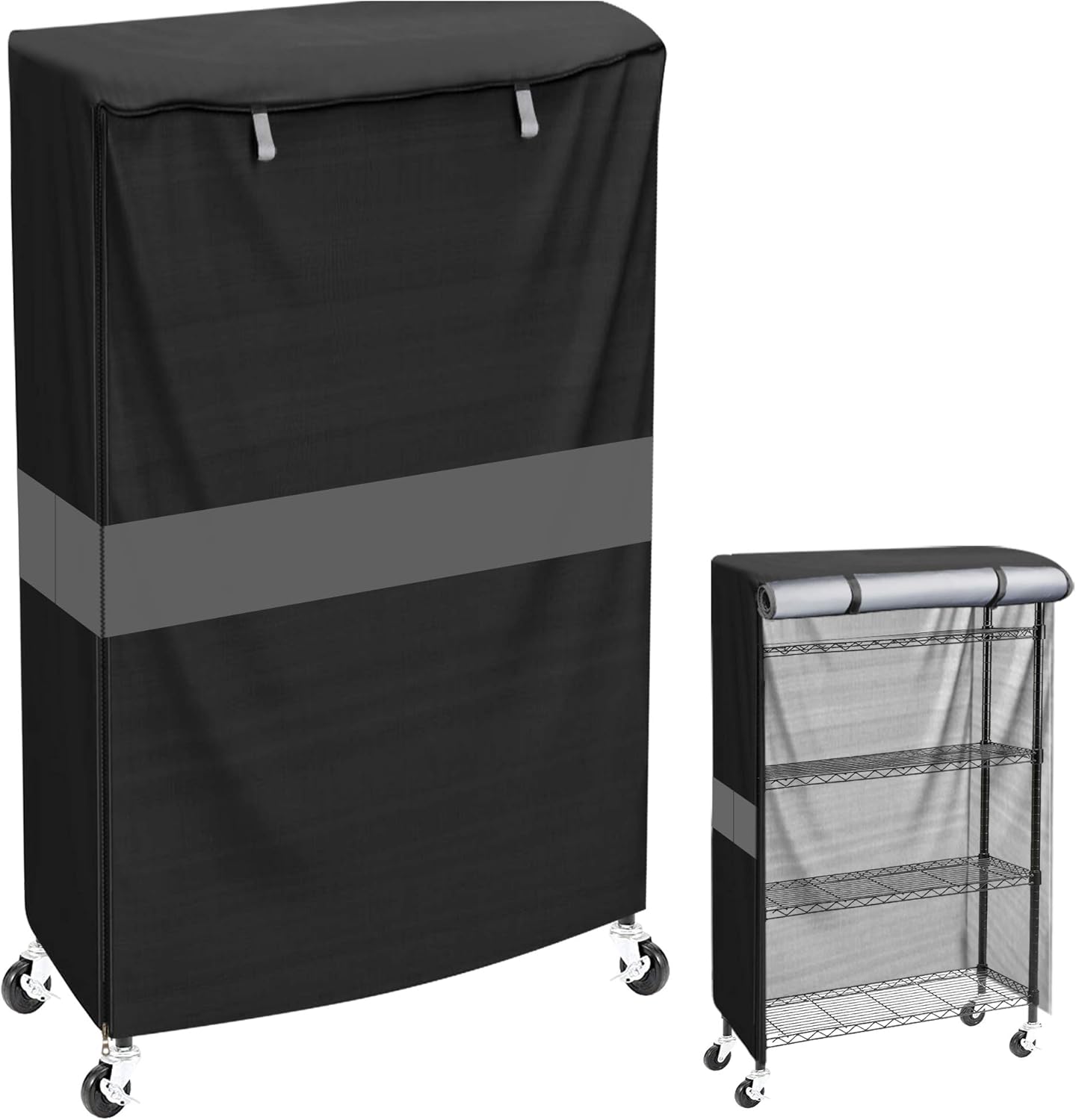 MOLLYAIR Shelving Cover Wire Rack Cover For Sundries, Shelf Cover For 241860 Inch Black Pack of 2