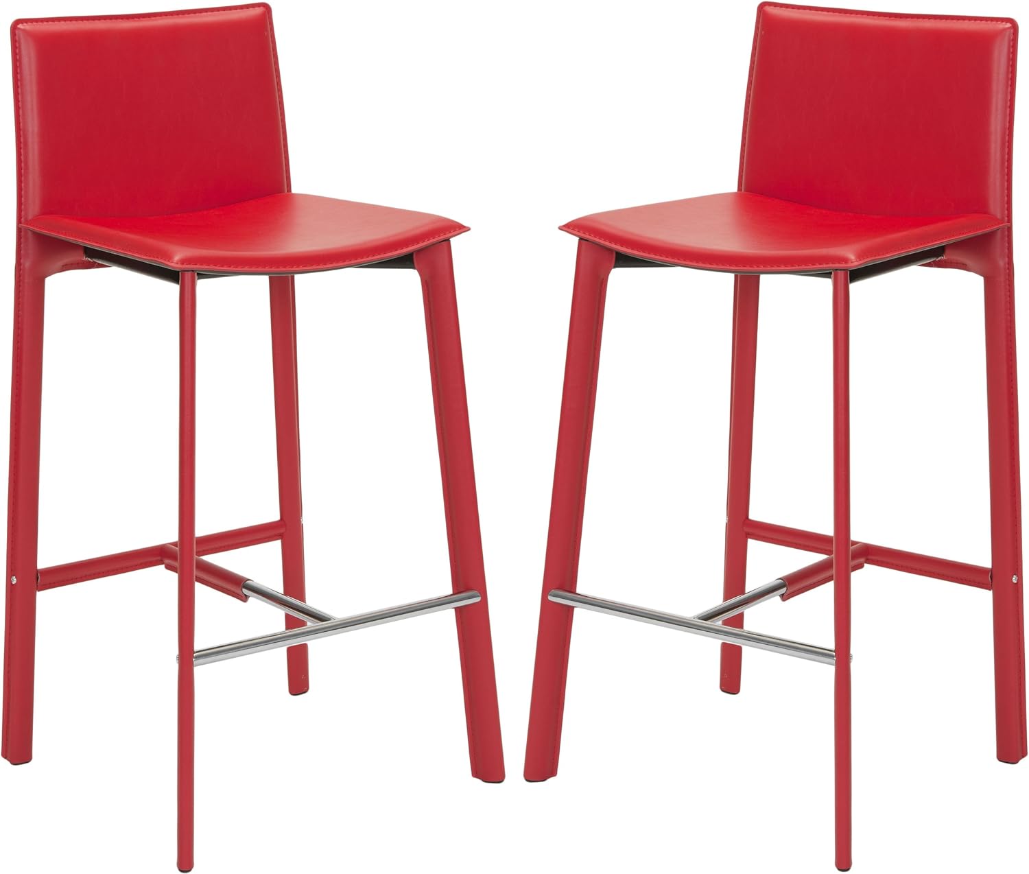 Safavieh Home Collection Janet Black Leather 30-inch Bar Stool (Set of 2)