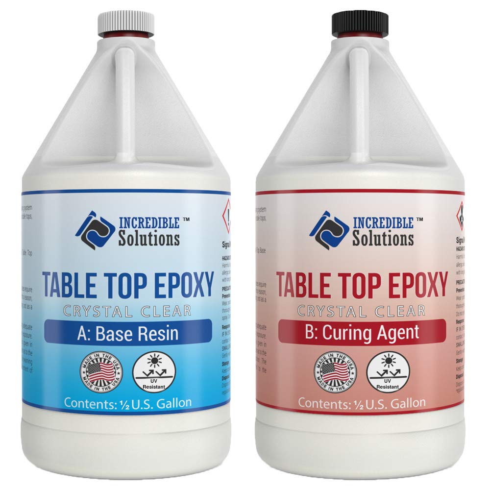 Incredible Solutions Crystal Clear Cast Tabletop Epoxy, UV Resistant High Gloss Finishing, Bar Countertop Resin Coating, Easy-to-Use 1:1 Mixing Ratio, Acrylic Glossy Coat, DIY Self-Leveling - 1 Gallon Pack of 2
