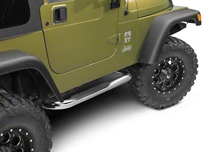 Red Rock RedRock 4x4 3 in. Round Side Step Bars - Textured Black - for Jeep Wrangler YJ/TJ (Excluding LJ) 1987-2006