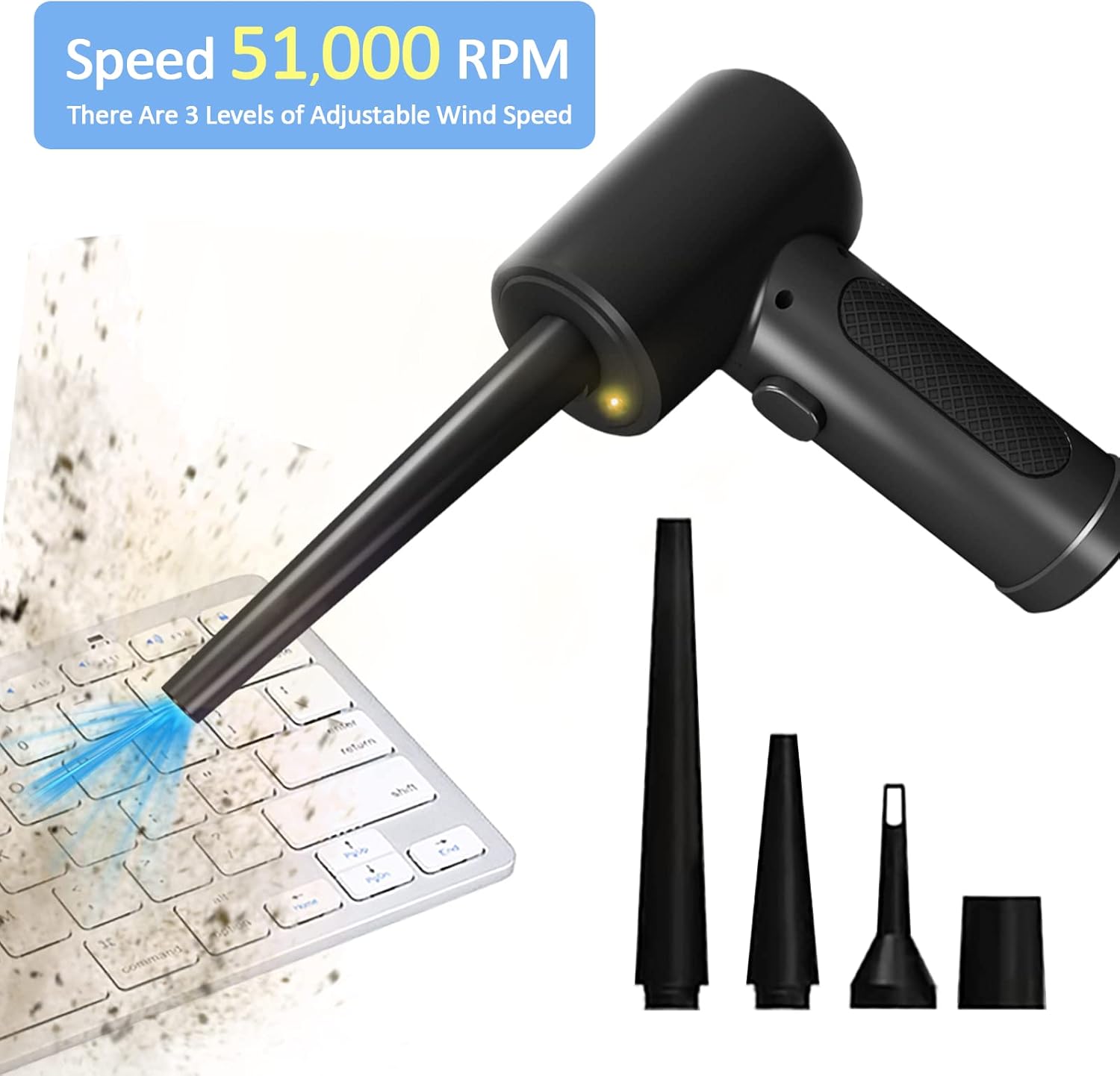 Arcwares Air Duster, Electric Cordless Duster for Computer Cleaning, Rechargeable Portable, 51000 RPM/7500MAH/10W,Fast Charging for Computer, Keyboard, Car, Pet House Pack of 2