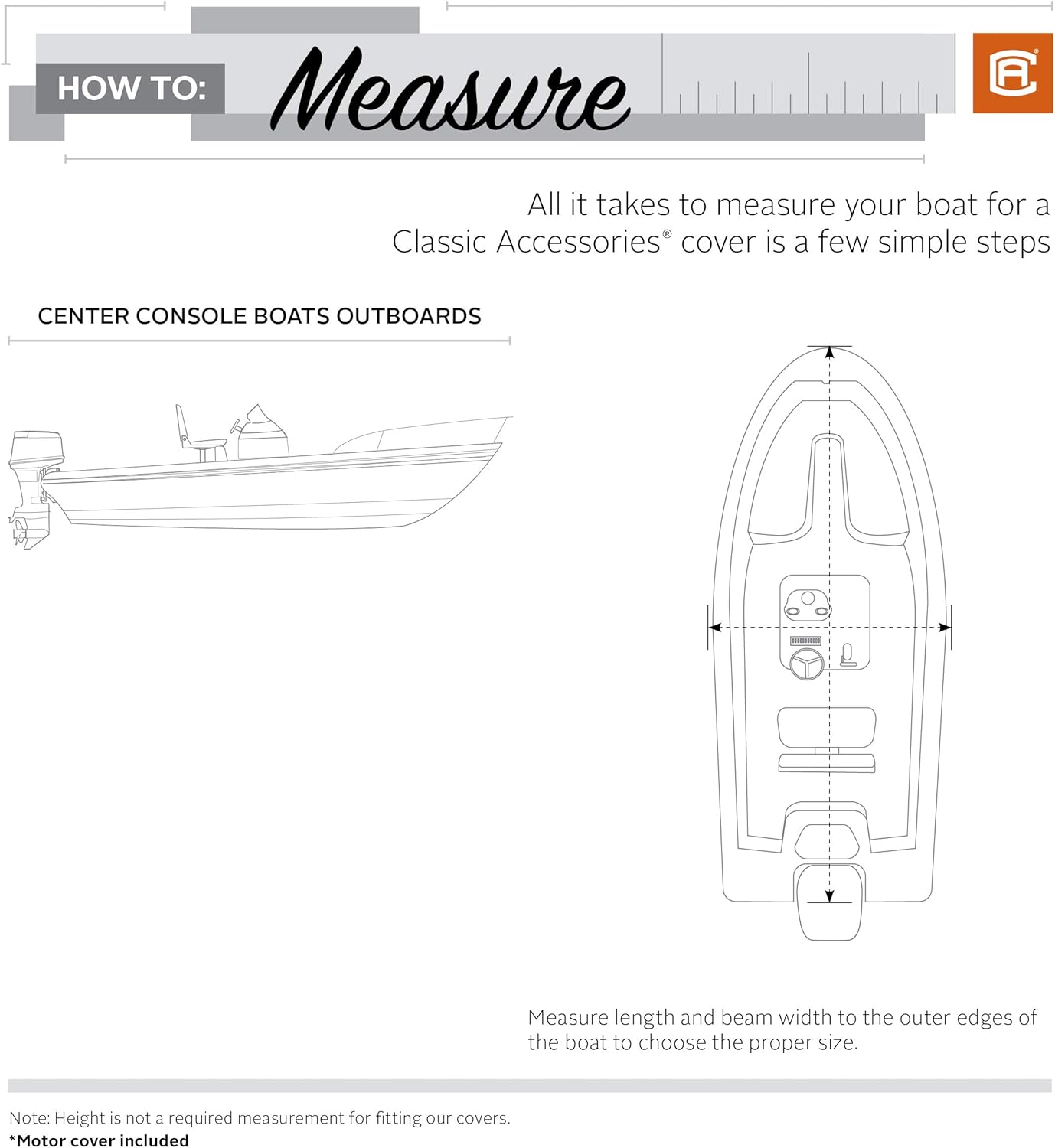 Classic Accessories StormPro Heavy-Duty Center Console Boat Cover, Fits boats 14 - 16 ft long x 90 in wide