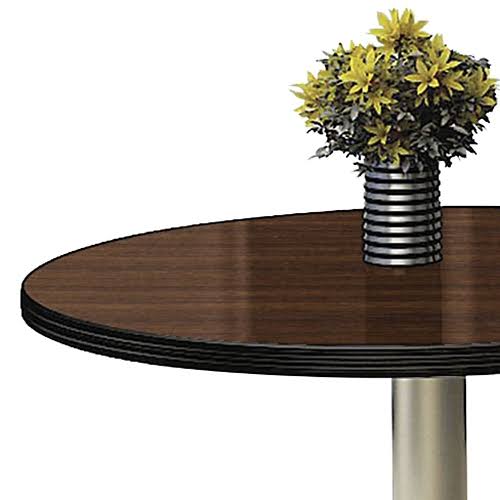 NBF 42x22 Round Barista Standard Height Table Black Laminate Top/Black Edge/Round Silver Base Signature Series (T42RD-B1922SL)