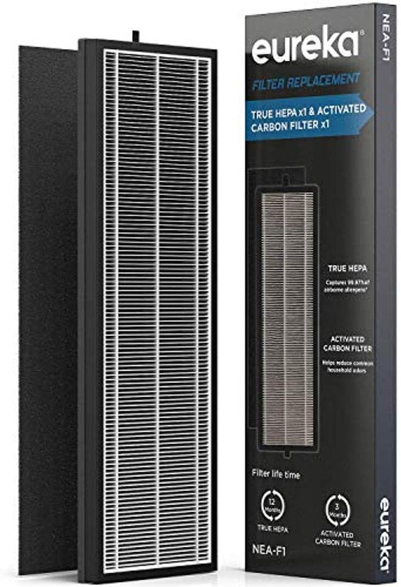 Eureka Instant Clear 26' NEA120 Purifier 3-in-1 True HEPA Air Cleaner with Carbon Activated Filter and UV LED, for Allergies, Pollen, Pets, Odors, Smoke, Dust, Black