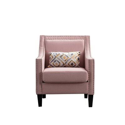 COOLMORE Accent Armchair Living Room Chair with Nailheads and Solid Wood Legs Pink Linen Red Barrel Studio Fabric: Pink Linen