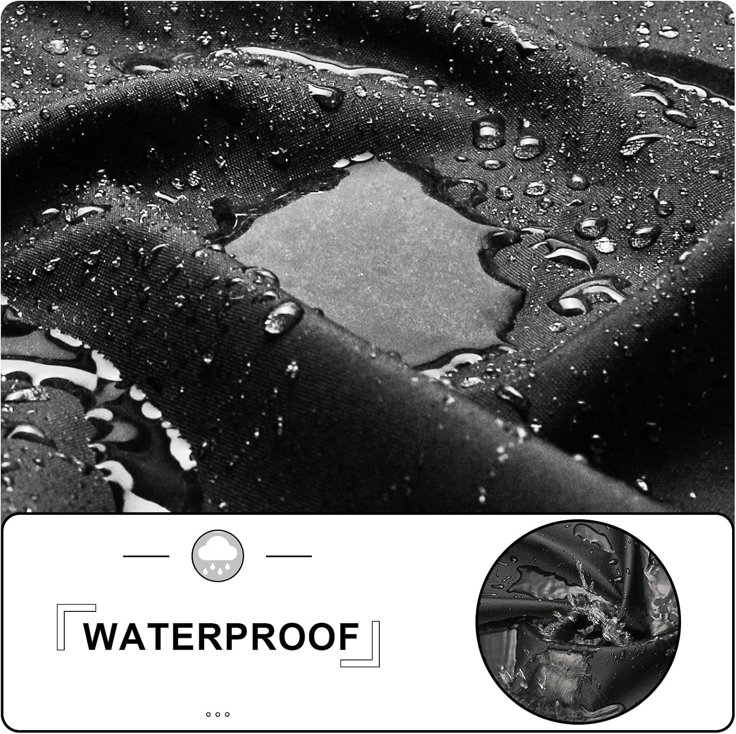 Grisun Upgraded Kamado Grill Cover - for Kamado Joe Classic Charcoal Grills, Heavy Duty Waterproof Grill Cover for Large Big Green Egg, Full Length Cover with Handle, Special Zipper Design, Black Pack of 2