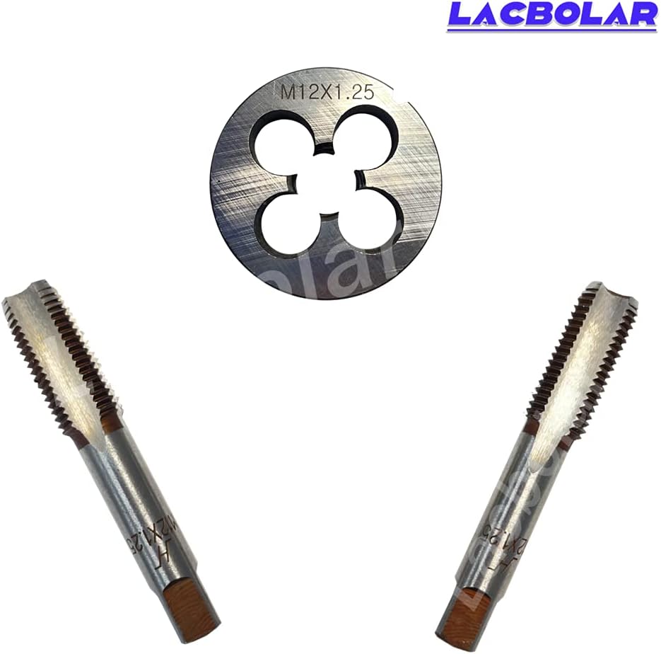 Lacbolar HSS Metric Right Hand Thread Tap and Die Set 3PCS (M12 x 1.25mm)