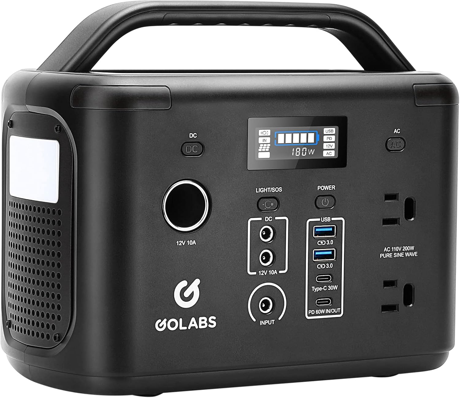 GOLABS i200 Portable Power Station, 256Wh LiFePO4 Battery with 200W Pure Sine Wave AC Outlet, PD 60W Type C QC3.0, Solar Generator for Home Outdoor Camping CPAP Hunting Travel Emergency Orange