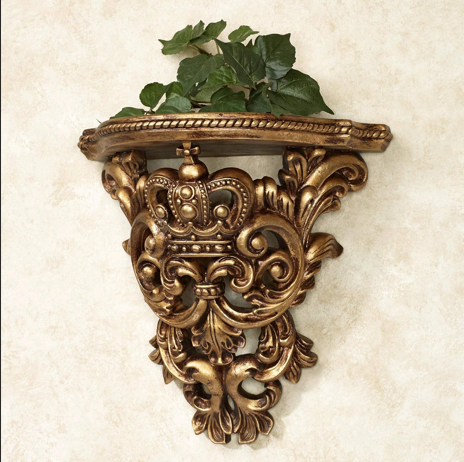 Touch of Class Crown Imperial Wall Shelf Baroque Gold Pack of 2