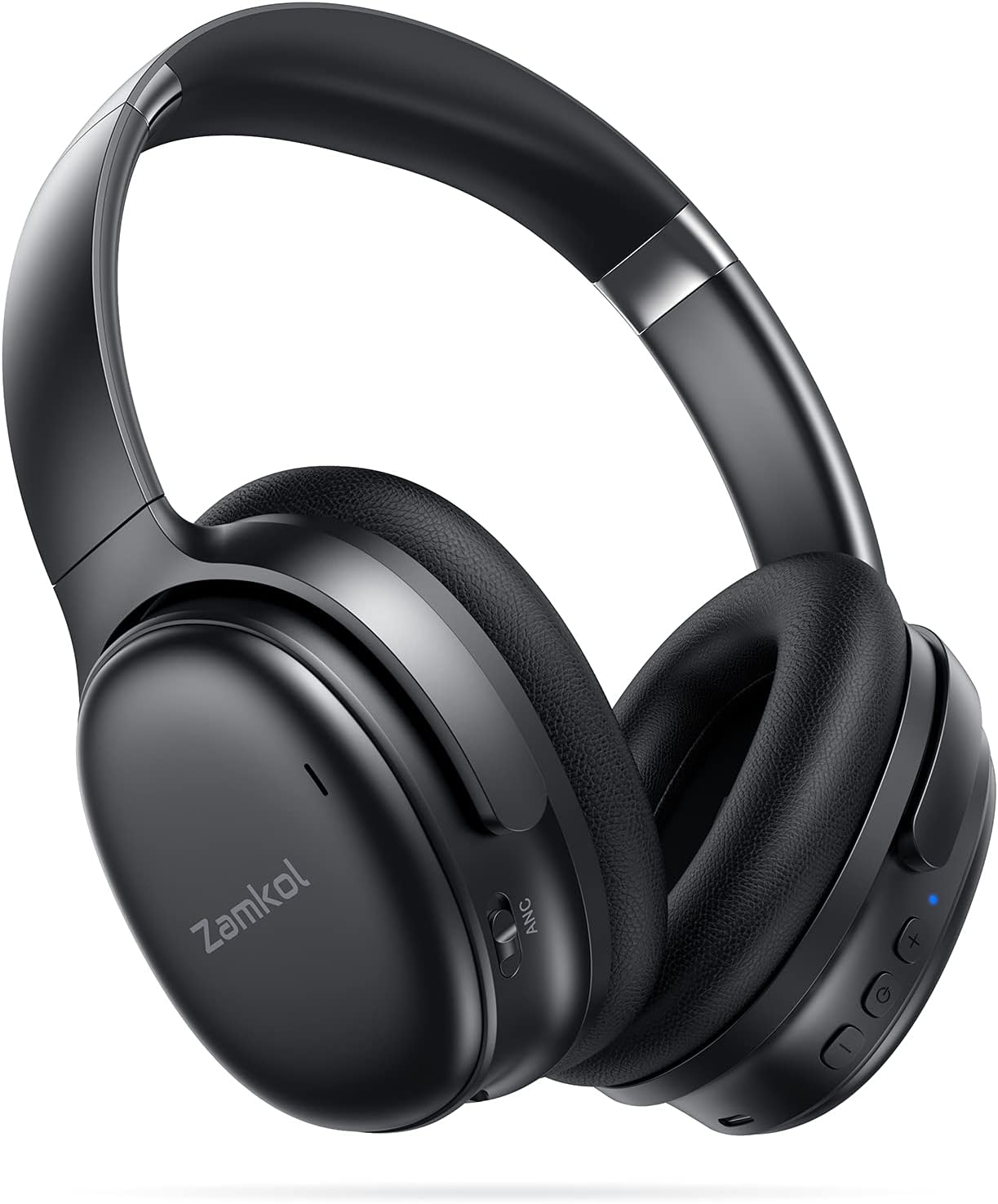 Zamkol Bluetooth Headphones Noise Cancelling, Wireless Over Ear Headphones with 30 Hours Playtime, CVC 8.0 HD Mic, 1Hour Quick Charge, Stereo Sound, Fouldable for Travel, Work, Plane, Gaming-Black