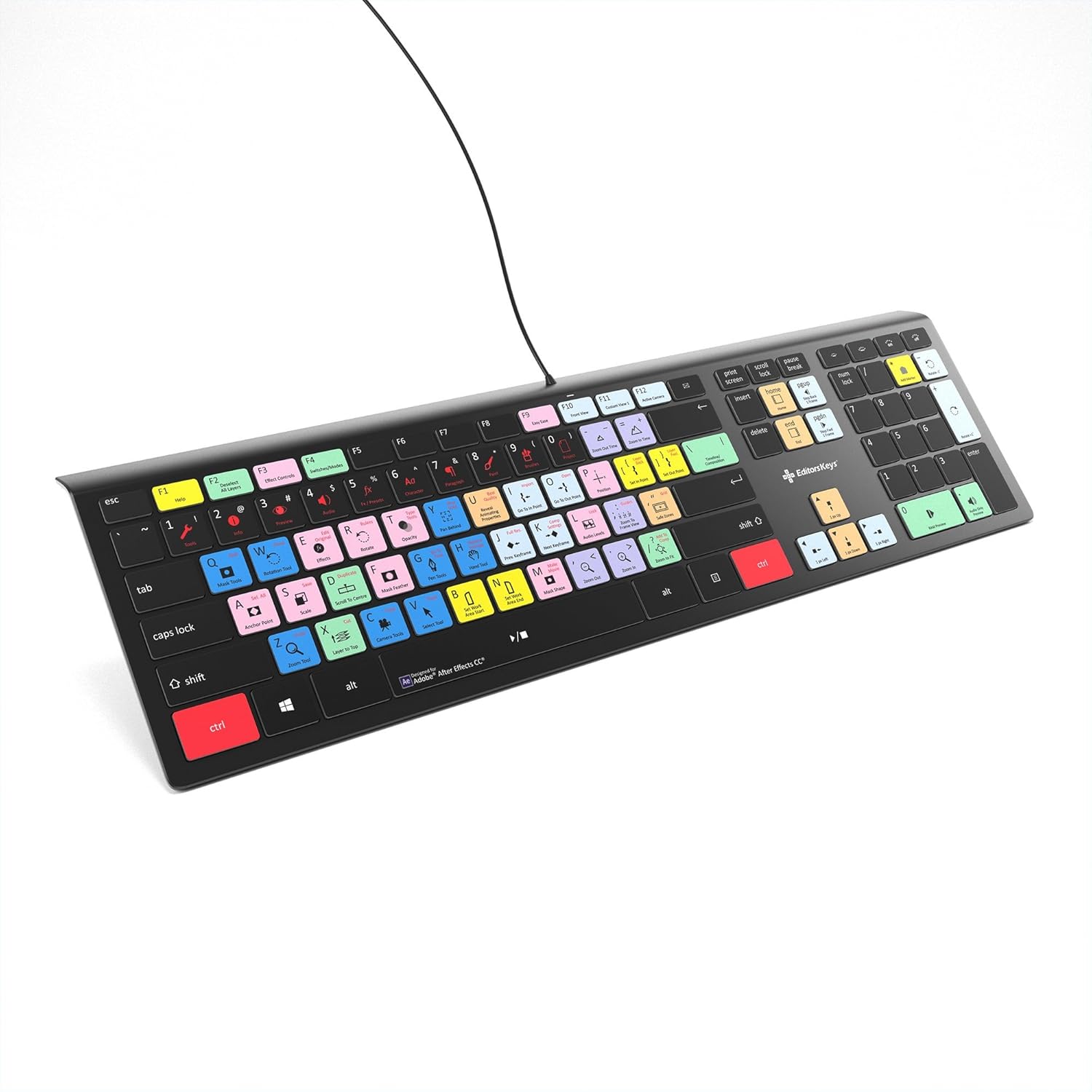Backlit Adobe After Effects Keyboard for PC - Illuminated Windows Shortcut Keyboard