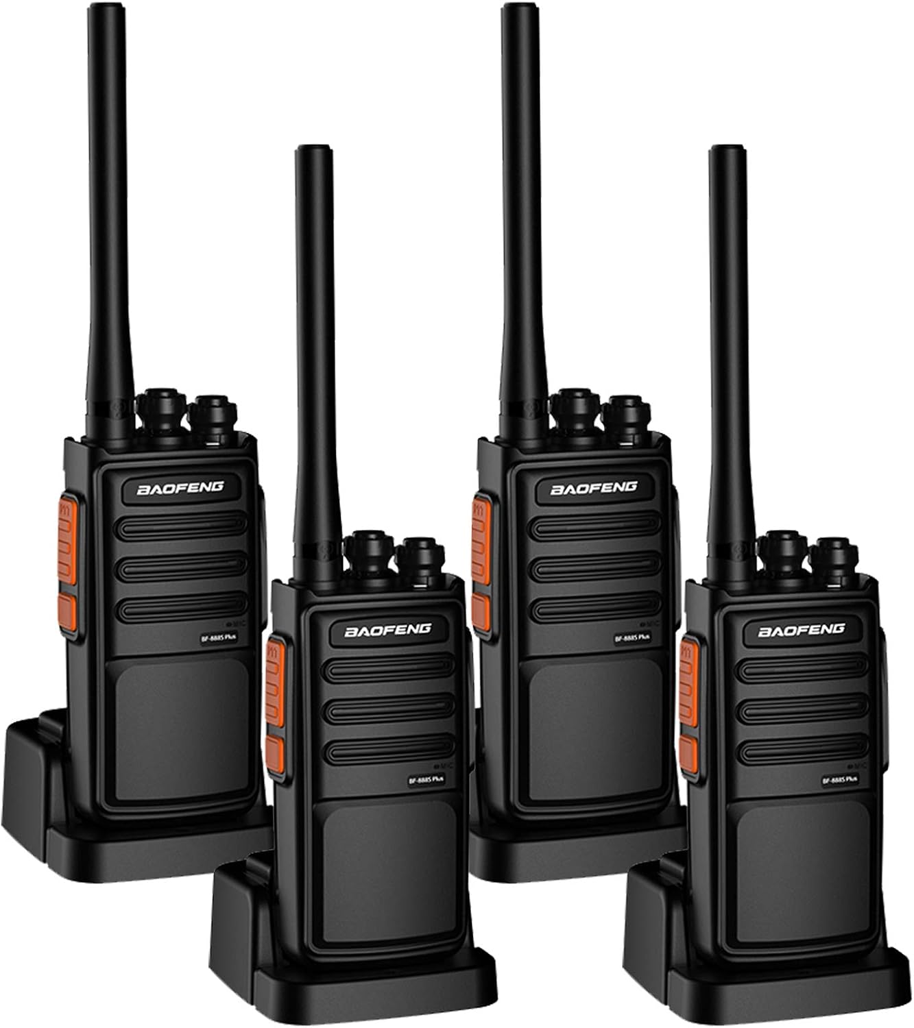 Walkie-talkies Long Range for Adults Baofeng BF-888s Plus Fast USB-Charging Two-Way Radios (Black,4 Packs) Pack of 2