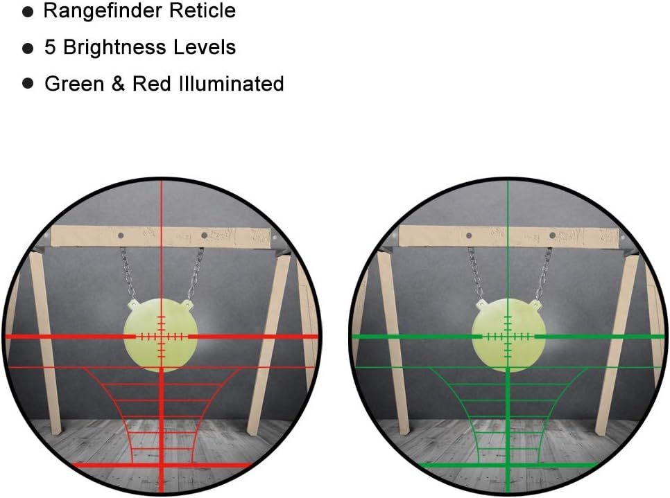 Feyachi RFS-21 6-24x50mm AOEG Scope, Red and Green Illuminated Optics Scope with Range-Finding Reticle 1 Inch Tube Pack of 2
