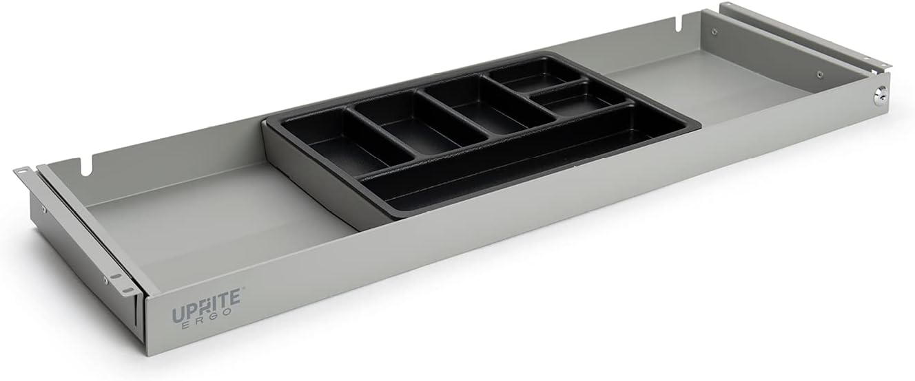 Uprite Ergo Under Desk Long Fit Pen & Pencil Drawer & Slim Organizer for Height Adjustable Desks (Black, 33 x 9.5)