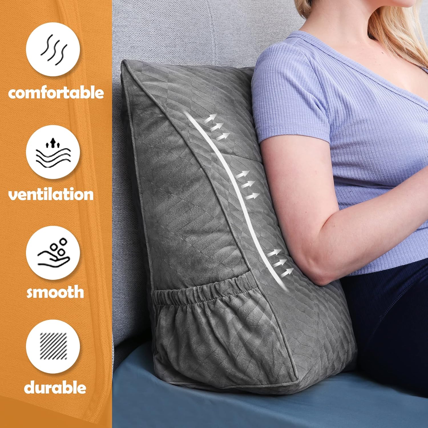 Gpround Headboard Pillows Bed Rest Reading Pillows Backrest Positioning Support Backrest Pillows for Sitting in Bed Large Bolster Cushion Bolster Lumbar Cushion