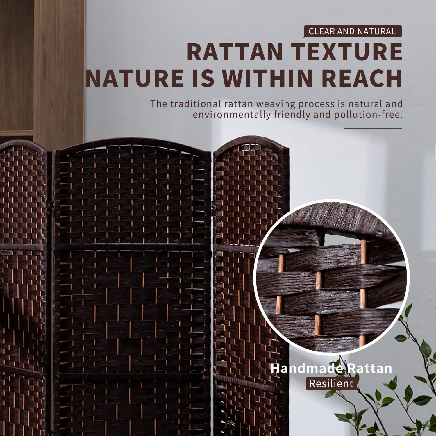 Divider Room Panel, Room Dividers 4 Panel 6 Ft Folding Privacy Screens, Folding Privacy Screens, Freestanding Hinged Room Dividers (Brown) Pack of 2