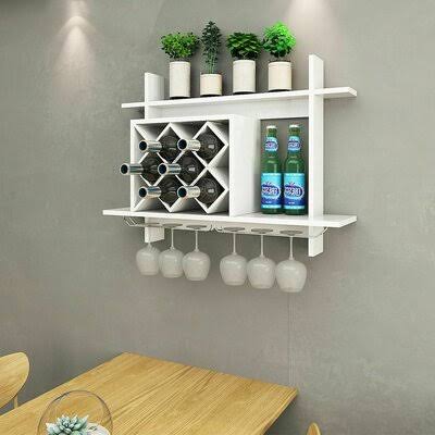 Christalynn 6 Bottle Wall Mounted Wine Bottle u0026 Glass Rack in White Latitude Run