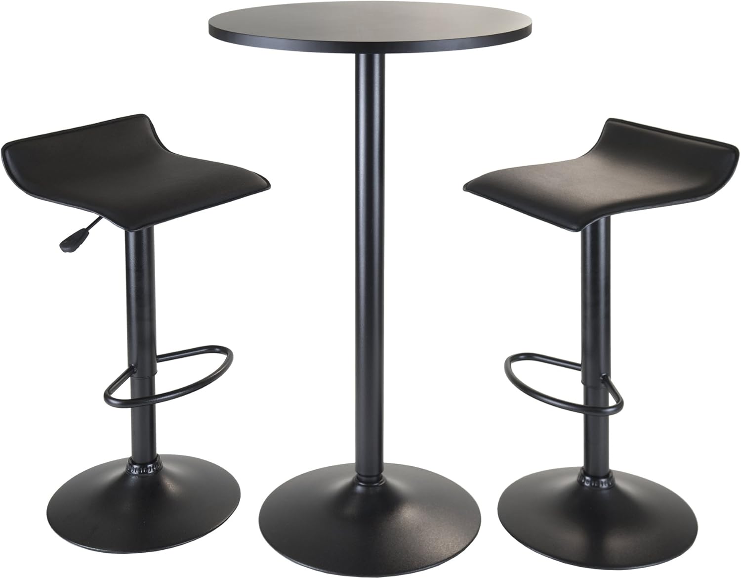 Winsome Obsidian Pub Table Round Black Mdf Top with Black Leg And Base - 23.7-Inch Top, 39.76-Inch Height