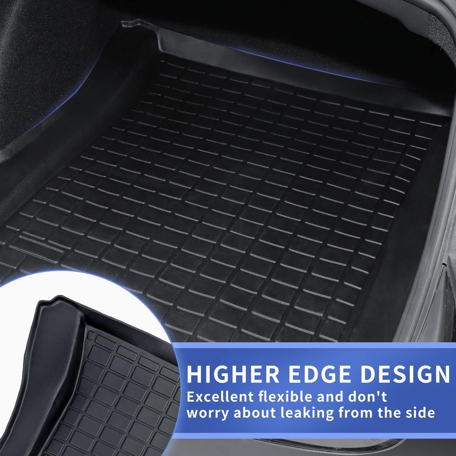 Sumli Trunk Mat for Tesla Model 3 2021 2022 Cargo Mat Cargo Liner Trunk Liner All Weather TPE for Tesla Model 3 Accessories Pack of 2