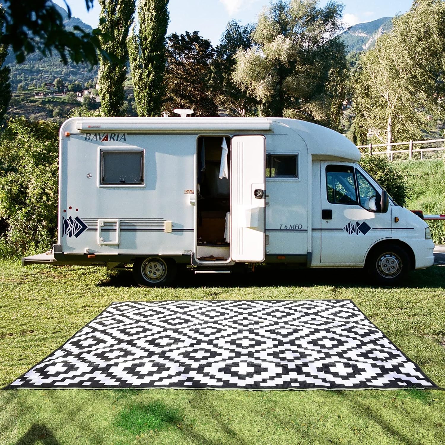 RVGUARD RV Outdoor Rugs, Reversible Patio Mat 9 x 12 Feet, Waterproof Camping Rugs for Indoor/Outdoor, Patio, RV, Picnic, Beach, Backyard, Deck