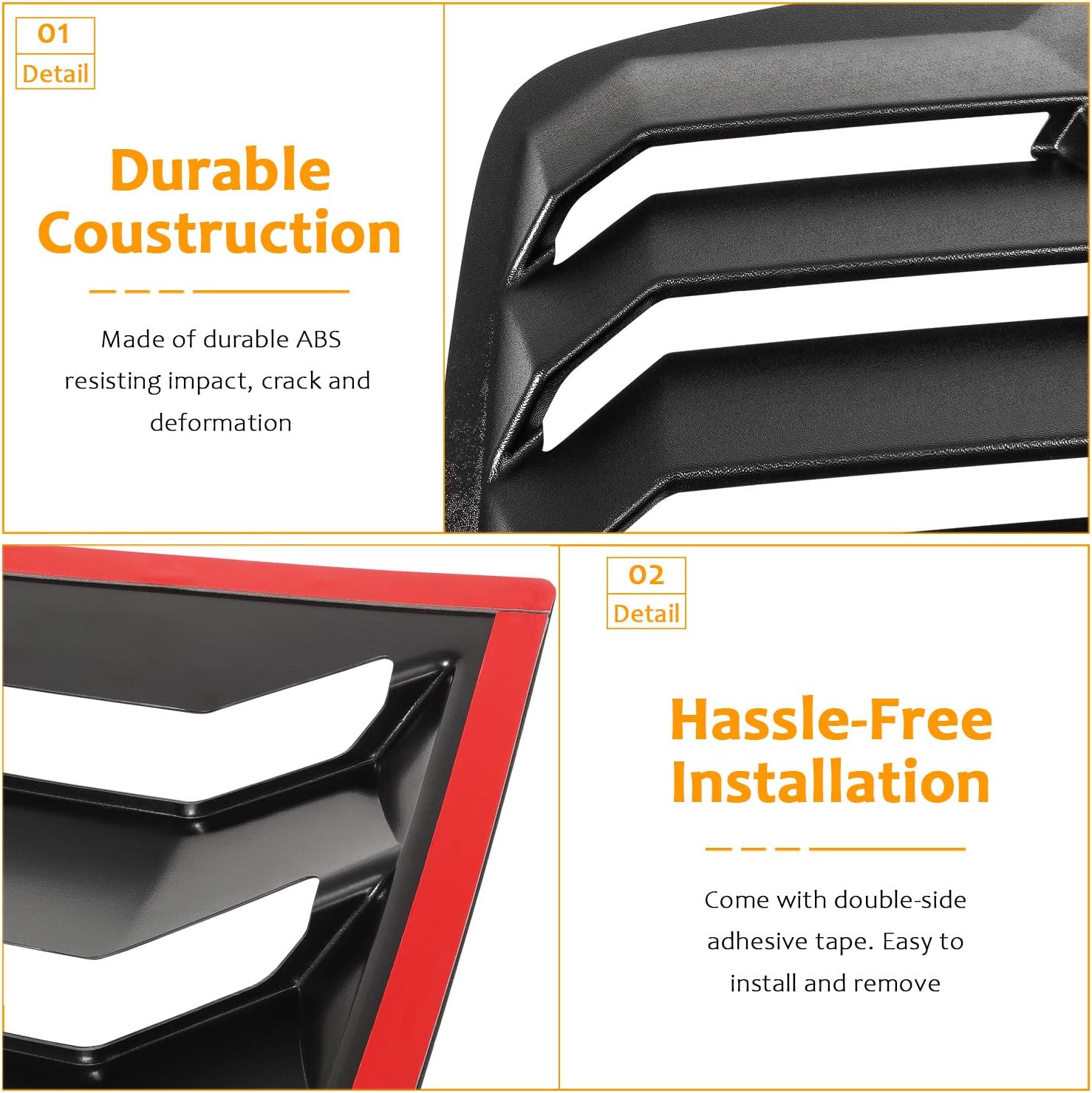 Rear+Side Window Louvers Fits for Dodge Challenger 2008 2009 2010 2011 2012 2013 2014 2015 2016 2017 2018 2018 2020 2021 Windshield Sun Shade Covers in GT Lambo Style Fit All Weather (Matte Black)