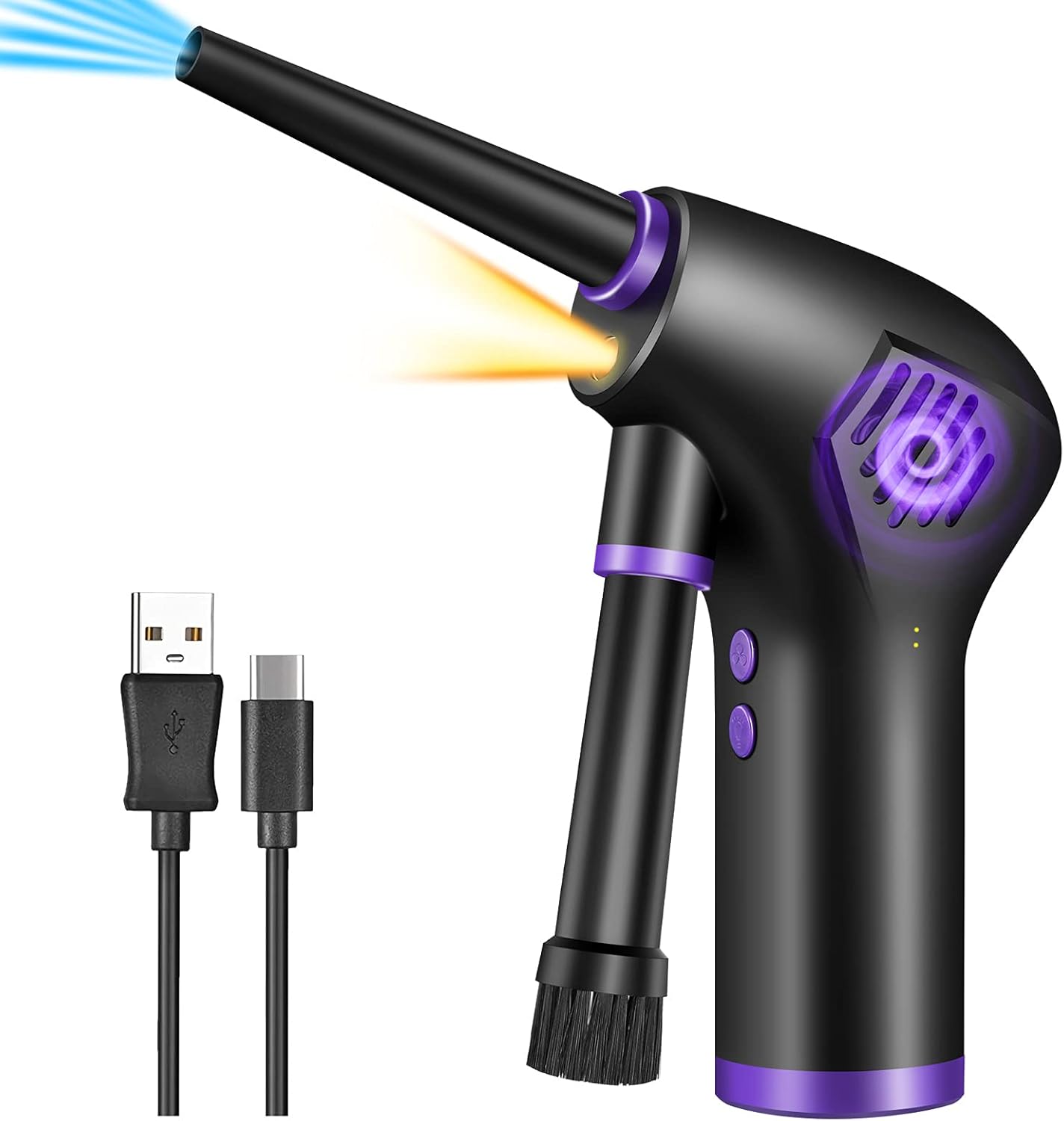 Air Duster, Merkmak Electric Cordless Air Duster for Computer Cleaning, Rechargeable 15000mAH Battery, Powerful 45000 RPM, Replaces Compressed Air Can, Handy and Efficient Cleaner with LED Light