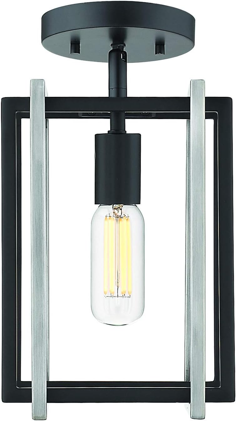 Golden Lighting 6070-1SF BLK-PW Tribeca Semi-Flush - Damp, Black