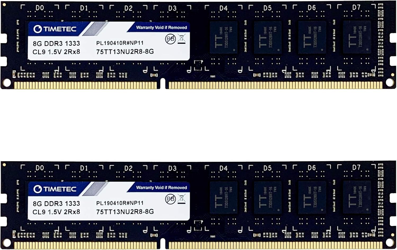 Timetec 16GB KIT(2x8GB) DDR3 1333MHz PC3-10600 Non-ECC Unbuffered 1.5V CL9 2Rx8 Dual Rank 240 Pin UDIMM PC Desktop Computer Memory RAM Module Upgrade (16GB KIT(2x8GB)) Pack of 2