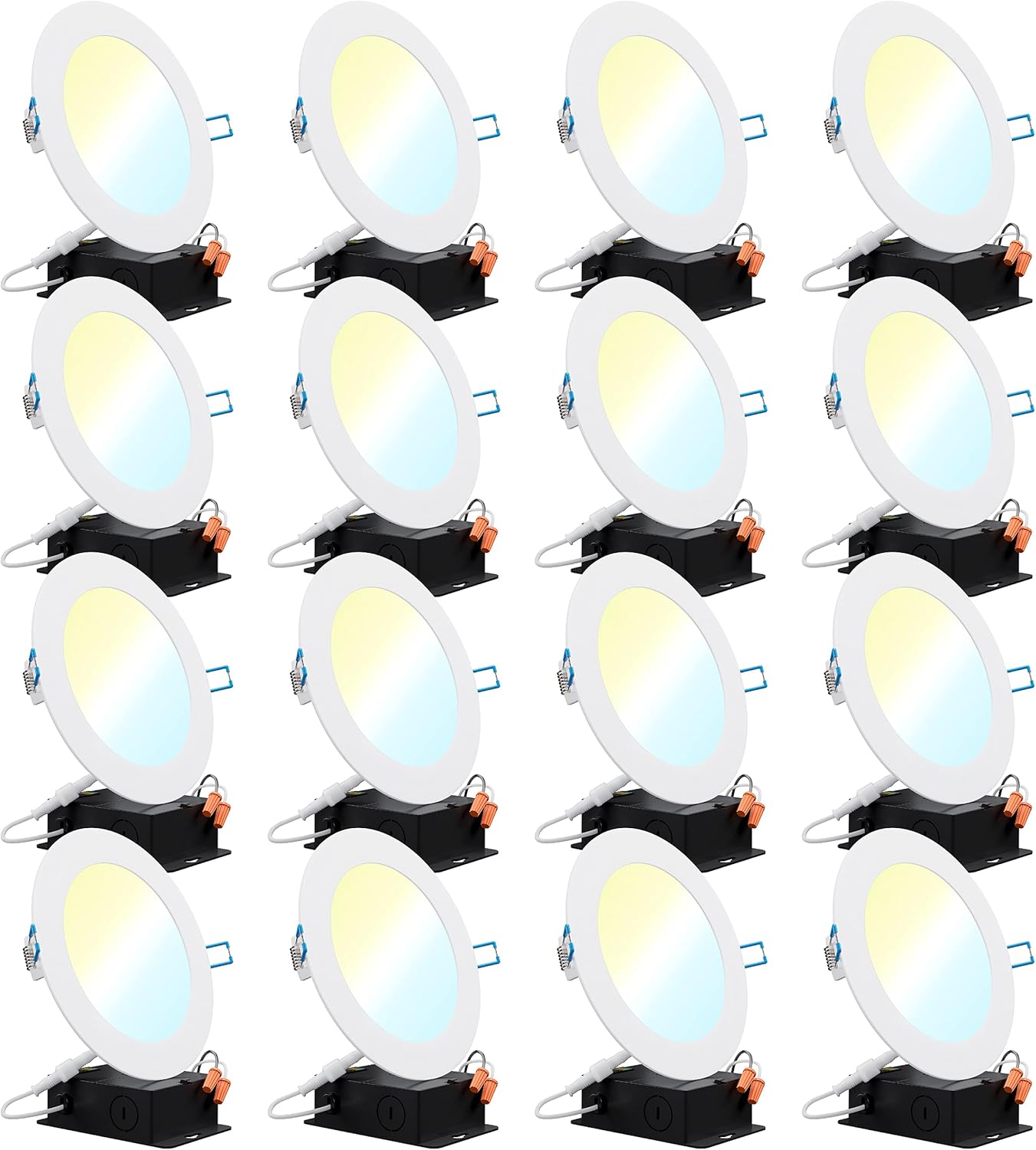 Sunco Lighting 16 Pack 6 Inch LED Recessed Lighting Ceiling Lights Slim, 3000K Warm White, Dimmable 14W=100W, 850 LM, Smooth Trim Damp Rated, Canless Wafer Thin with Junction Box - ETL & Energy Star