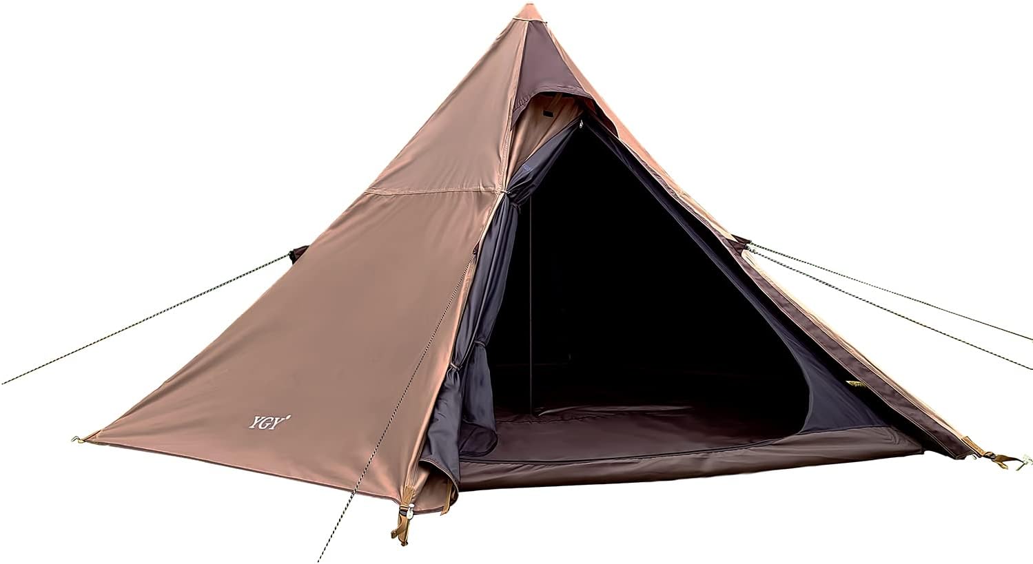 YGY Camping Tent 4 Person Full Blackout Teepee Tent Easy Setup Pyramid Tent Tipi 4-Season Family Tent