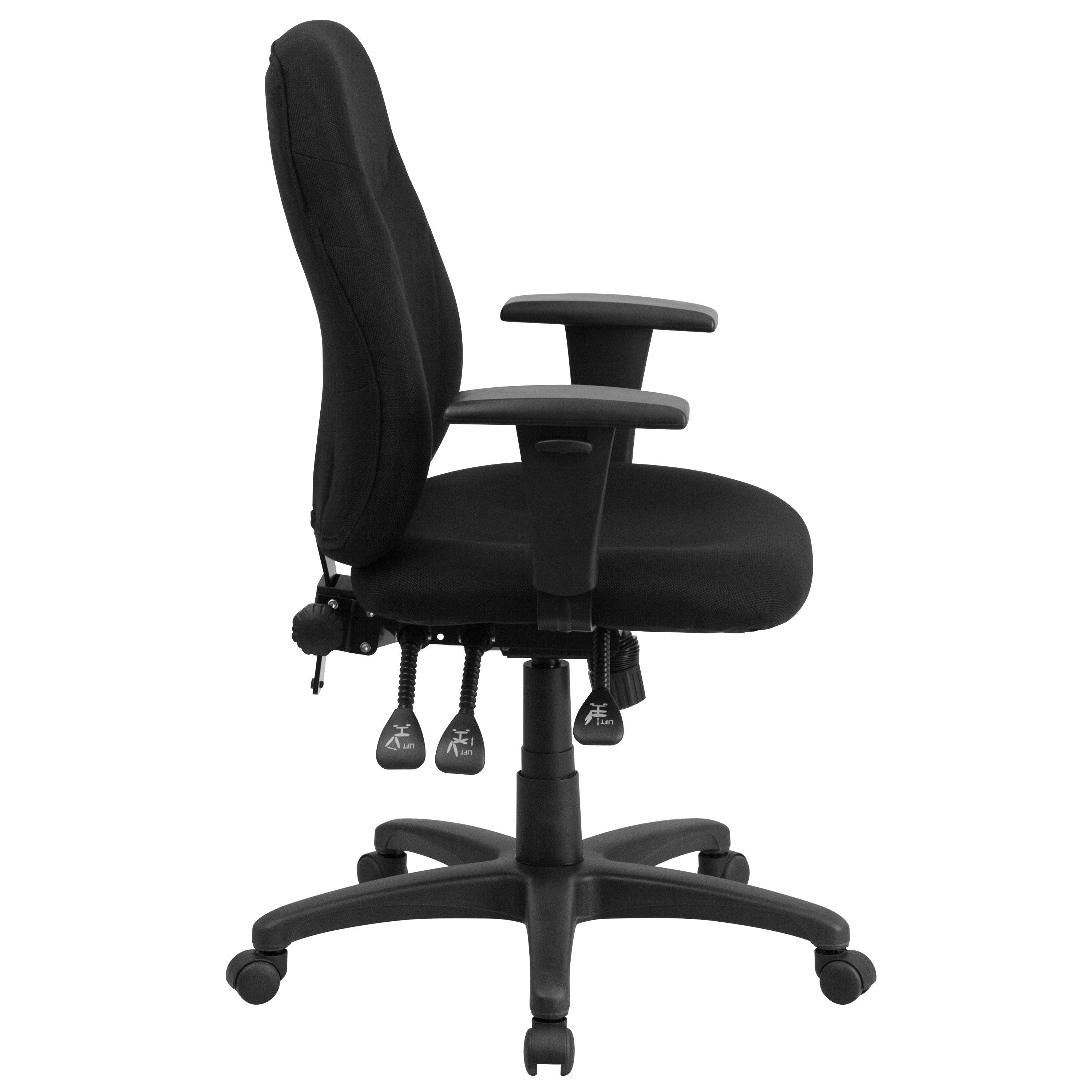 Mid-Back Black Fabric Multifunction Swivel Ergonomic Task Office Chair