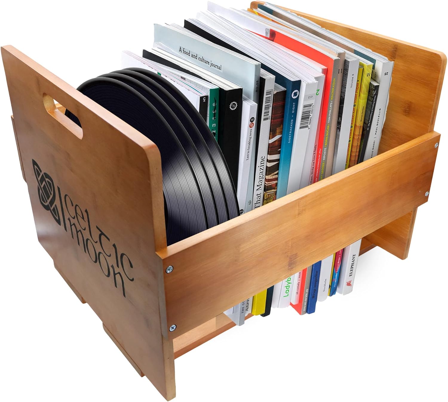 High-End Bamboo Wood Record Storage Crate, Holds Up to 80 Records, Holder & Organizer, Vinyl Storage, Crate & Organizer, LP Box, Milk Crate, 5 7/8