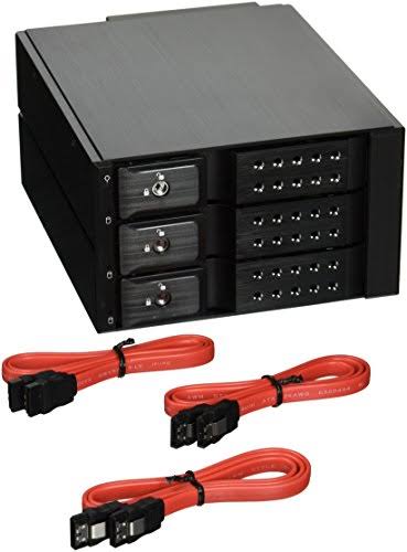 Monoprice 5.25x22 to 3x3.5x22 SAS/SATA 6.0 Gb/s Trayless Hot-swap Cage Black 110060