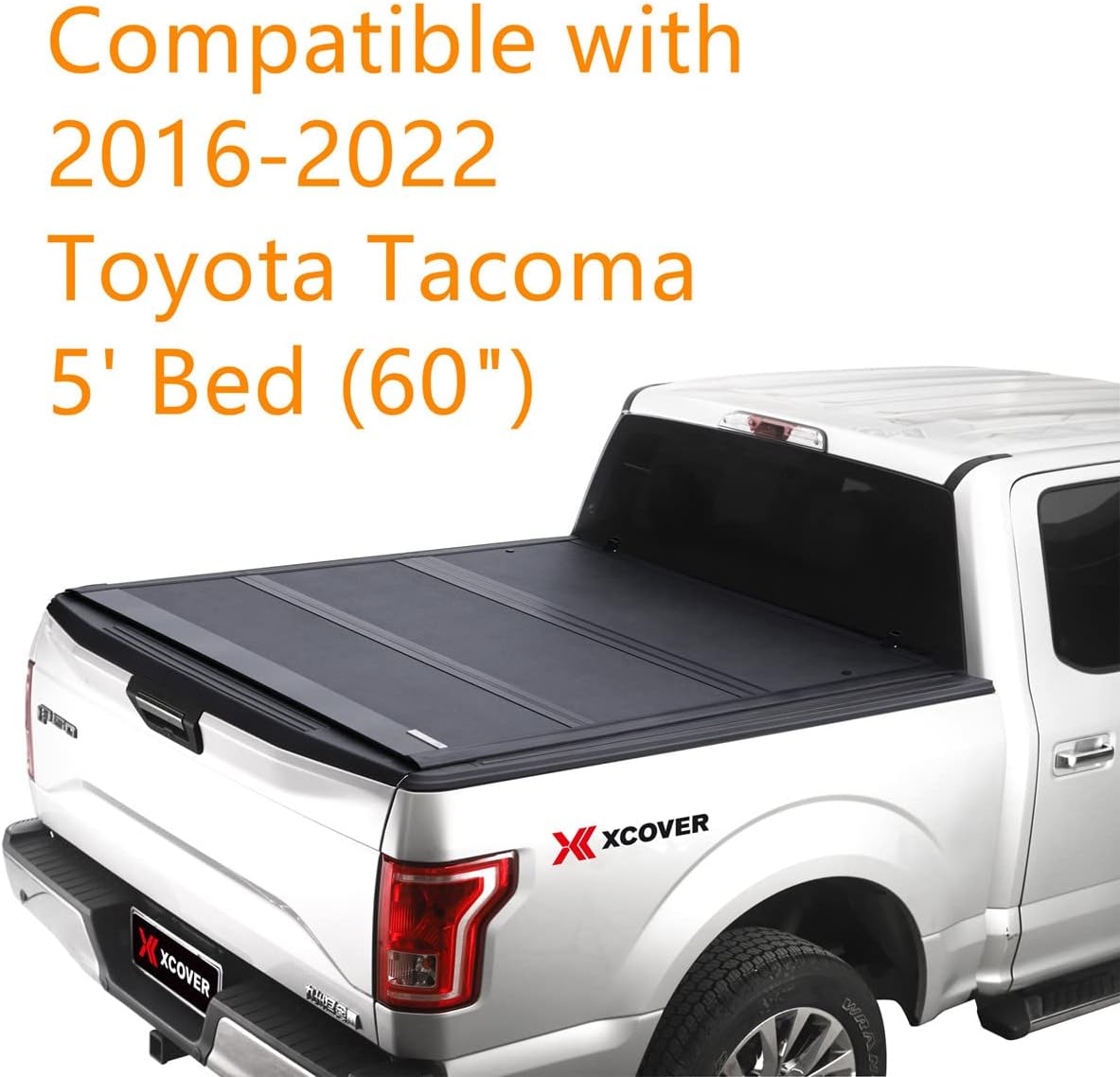 XCOVER Hard Folding Low Profile Truck Bed Tonneau Cover, Compatible with 2016-2022 Tacoma 5' Bed (60