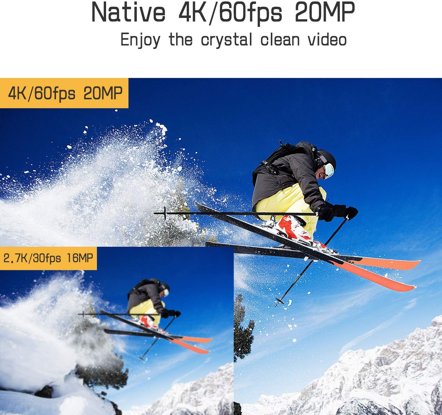 Waterproof Action Camera 4K 60FPS 20MP Underwater Camera Camcorder 40M 170 ° Wide Angle Camera with Touch Screen Stabilizer 2 Rechargeable 1350mAh Batteries and Accessories Kit